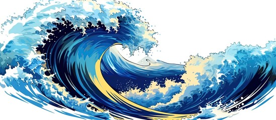 Panele Szklane  Illustration of big ocean wave or panorama of big tsunami, used for Japanese vintage style painting,