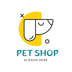 Line stylized dog logo pet shop