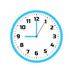 vector wall clock, 9 o'clock
