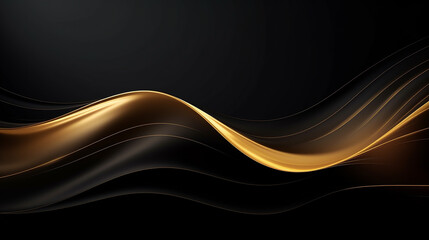 golden wave on black background luxury modern concept