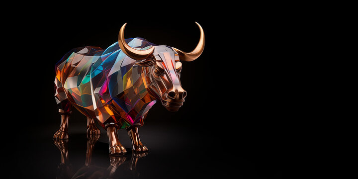 Bulle als Symbol f&uuml;r den Bullenmarkt an der B&ouml;rse im Querformat f&uuml;r Banner, ai generativ