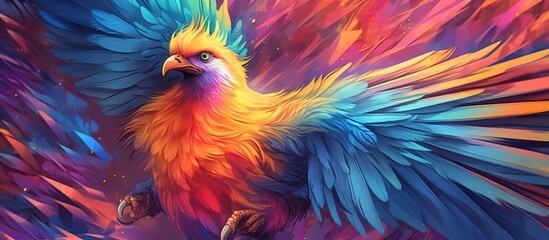 illustration Phoenix bird, fire bird. Burning birds. Mystic bird.