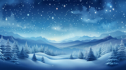 Naklejka premium winter christmas background with night stars