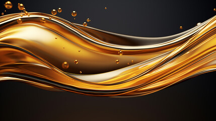 liquid gold 3d rendering illustration on black background