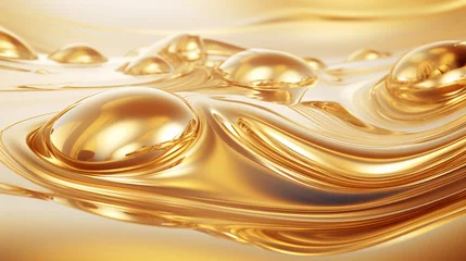 Fotobehang liquid gold 3d rendering illustration © pjdesign
