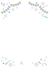 かわいいガーランドと紙吹雪のイラストフレーム