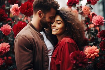 Obraz premium Valentine's day. Young couple embracing