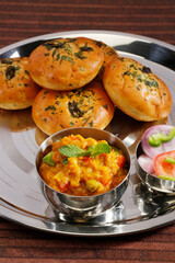 Pav Bhaji or Mumbai Style Bhaji Pav - Indian Spicy Food