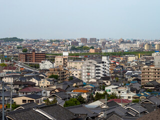高尾山から見る大阪府柏原市の風景