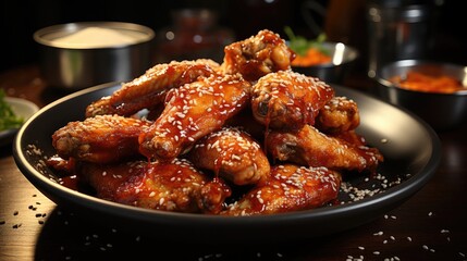 Delicious chicken wings with golden crust, home cooking