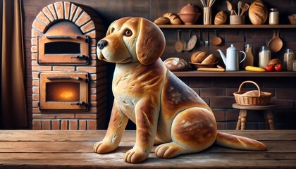 Perro hecho de pan, perro, horno - obrazy, fototapety, plakaty