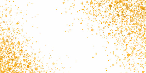 Gold sparkle splatter border. gold glitter. Gold Foil Frame Gold brush stroke on transparent background.