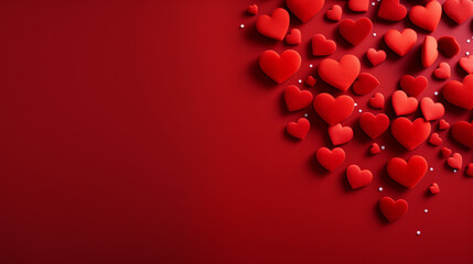 small red hearts on a red background. Valentine's day background