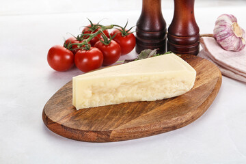 Piece Italian hard parmesan cheese