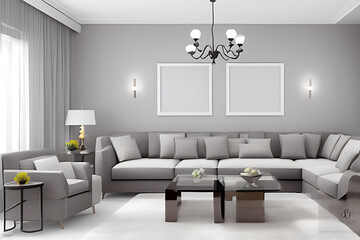 Creative Drawing Room, Wall Paint Color Primer Gray with Sofa