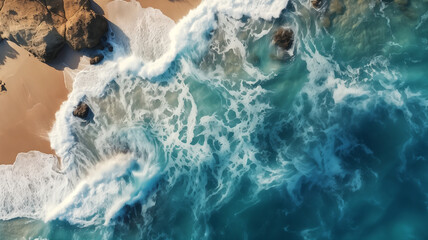 Fototapeta na wymiar A Drone's Perspective on Coastal Serenity