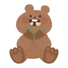 cute baby groundhog with flower watercolor cartoon illustration clipart Happy Groundhog Day on February 2