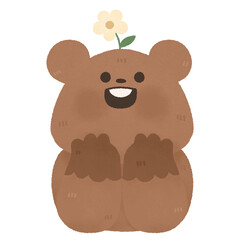cute baby groundhog peeking with flower watercolor cartoon illustration clipart Happy Groundhog Day on February 2