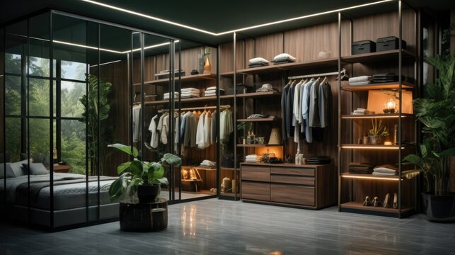 Male closet in modern house