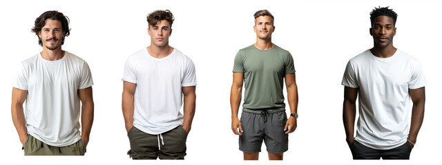 Full body shot of a US male model wearing a comfortable tshirt - obrazy, fototapety, plakaty