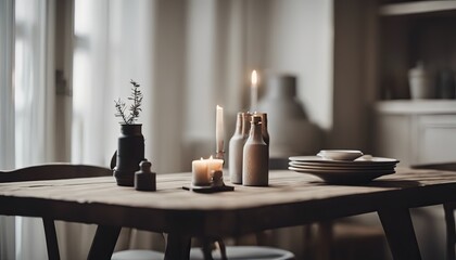 Modern Minimalist Cinematic Gray Dining Room Set with Elegant Vibes