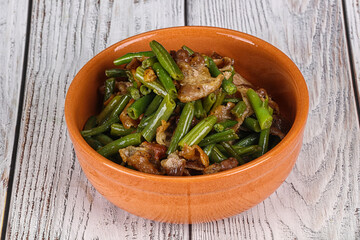 Roasted bacon with green bean
