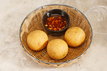 homemade snack - potato croquettes or aloo bonda