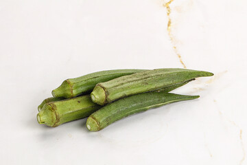 Natural organic raw green okra