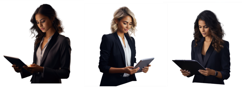 business female holding tablet