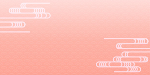 青海波文様　ピンクの春色背景イラスト