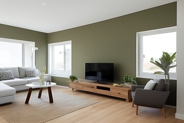 Fototapeta premium Interior Design Open Plan Kitchen and Living Room Modular Furniture