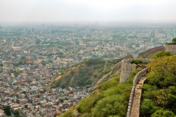 panoramic view from the top of Amer also known as Amber fort,Jaipur,Rajasthan,India.