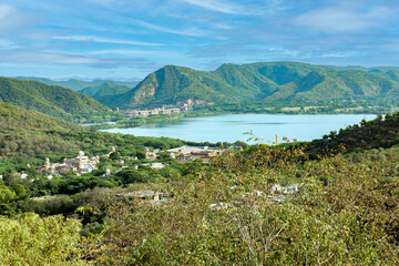 panoramic view from the top of Amer also known as Amber fort,Jaipur,Rajasthan,India.