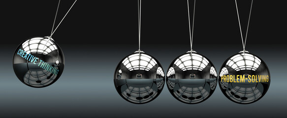 Creative thinking leads to Problem solving. Cause and effect relation between them.,3d illustration