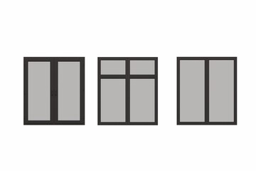 windows in the interior isolated on white background, 3D illustration, cg render