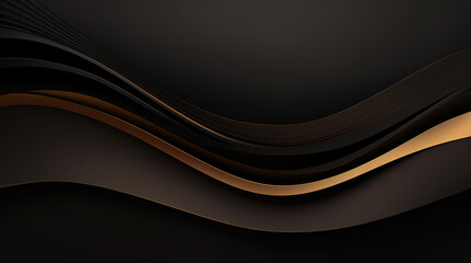abstract black and brown luxury background with elegant wavy golden line