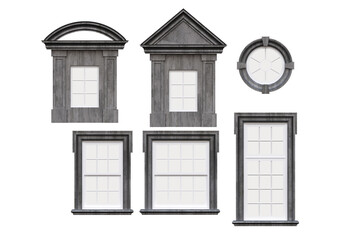 windows in the interior isolated on transparent background, 3D illustration, cg render