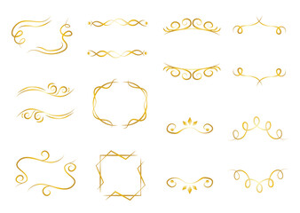 金基調のエレガントな飾り罫フレームセット
