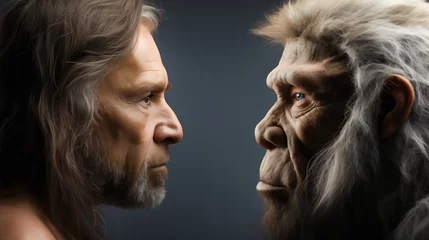 Foto op Canvas 「進化の対話：ホモサピエンスとネアンデルタール人の顔面の比較」 © kei907