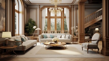 Fototapeta na wymiar Interior Design of a Luxury and Classy Living Room