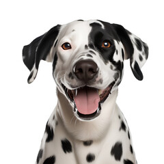 Spotted dog smiling happily on transparent background PNG
