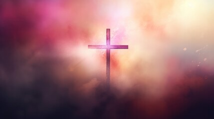 Fototapeta premium Cross with Foggy Background and Vivid Colors