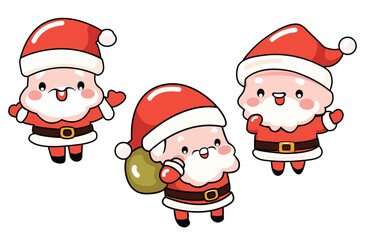 Santa claus and christmas Merry Christmas and happy new year greeting card With cute Santa Claus collection. Holiday cartoon characters