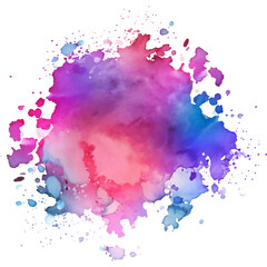 Fototapeta na wymiar Isolated, paint, watercolor, art, color, splash, ink, grunge, design, texture, illustration, colorful, pink, purple, red, blue, magenta