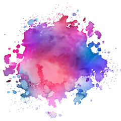 Obraz premium Isolated, paint, watercolor, art, color, splash, ink, grunge, design, texture, illustration, colorful, pink, purple, red, blue, magenta