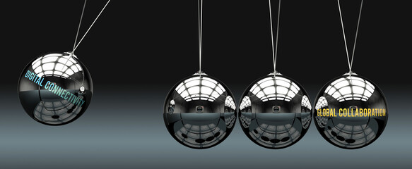 Digital connectivity leads to Global collaboration. Cause and effect relation between them.,3d illustration
