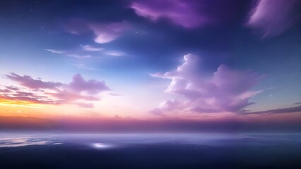 a beautiful purple sky with clouds and stars, a matte painting, light and e, luminous sky heaven background, cosmic skies, background heavenly sky. Generative Ai