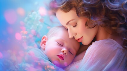 Obraz na płótnie Canvas Motherly Love and Embracing her baby