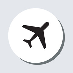 Airplane icon vector. Airplane sign symbol in trendy flat style. Airplane vector icon illustration in circle isolated on gray background