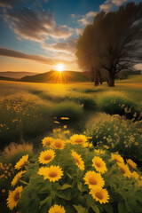 It's a beautiful, ideal landscape image. Generating AI